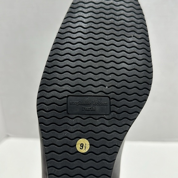Stephanie Kelian Paris Wedges Shoes Heels Leather Round Toe Black Women Size 9.5 - Picture 9 of 10
